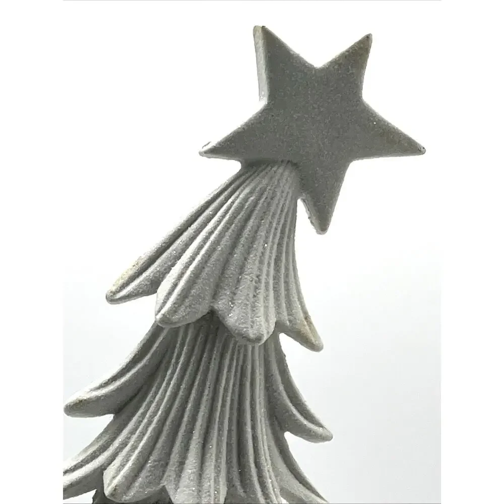 White Glitter Leaning Christmas Tree • Modern Holiday Tabletop Decor